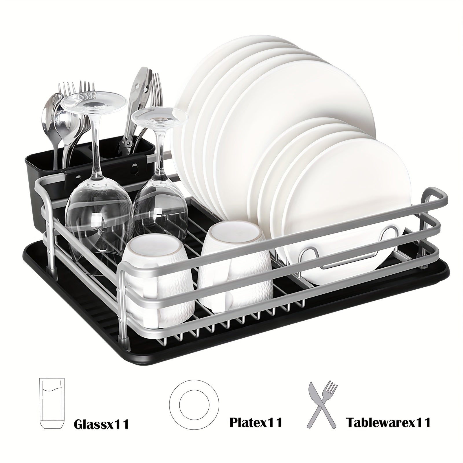 1pc Aluminum Dish Rack, Dish Drain Rack, Detachable Kitchen Counter Organizer Above Sink, Very Suitable For Storing Dishes, Bowls, Cups And Tableware, Dish Drying Rack.