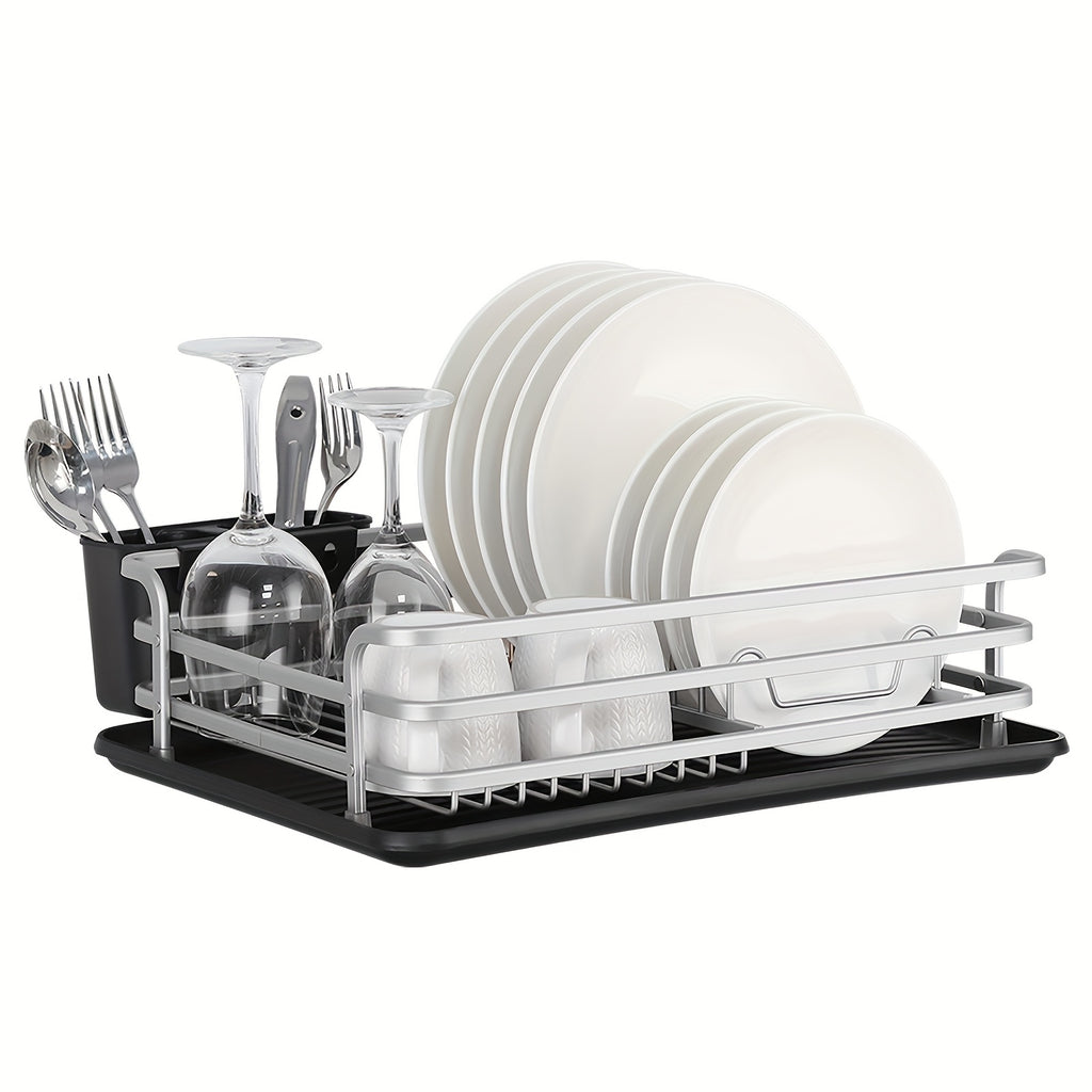 1pc Aluminum Dish Rack, Dish Drain Rack, Detachable Kitchen Counter Organizer Above Sink, Very Suitable For Storing Dishes, Bowls, Cups And Tableware, Dish Drying Rack.