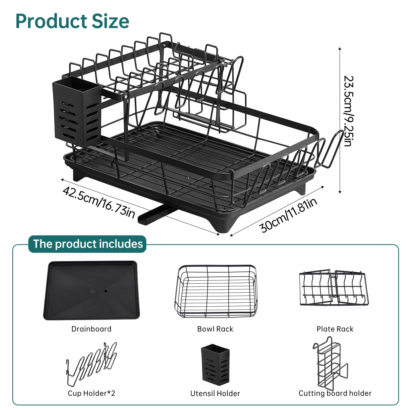 Kitchen double-layer bowl and chopstick rack, drain rack with drainage tray, dishwasher rack, dishwasher basket, stainless steel, knife holder, cutting board holder, chopstick holder, double-layer, rust proof large capacity automatic drainage bowl rack