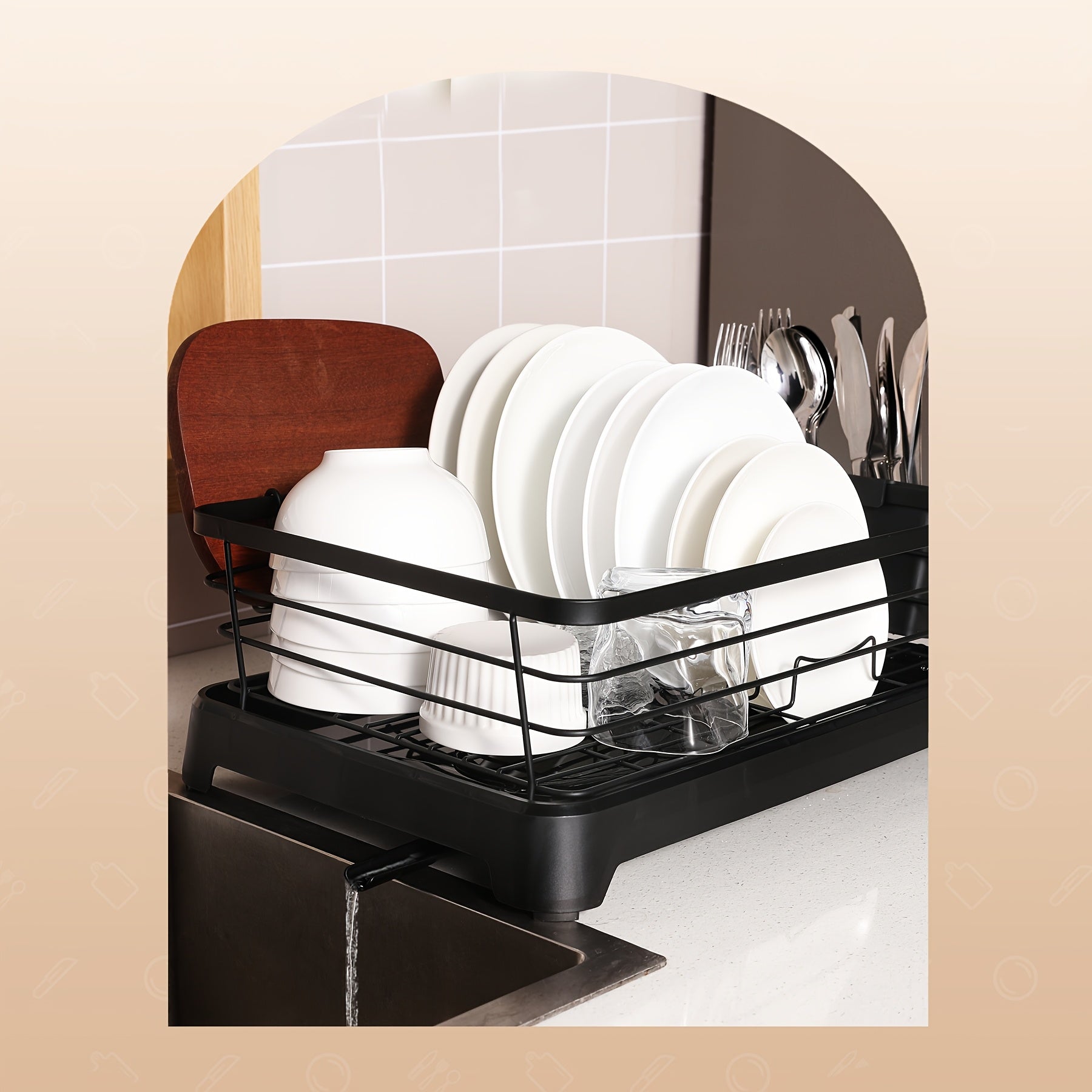 Dish Drying Rack with Tray, Stainless Steel Rust Proof Dish Rack for Kitchen Counter Cabinet Tabletop, Kitchen Storage And Organisation Holder