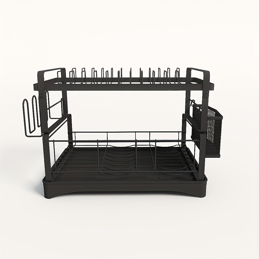 2-Tier Dish Drying Rack X-Large Stainless Steel Dish Rack For Kitchen Counter Dish Rack With Drainboard - Detachable, Carbon Steel Kitchen Organizer For Dishes, Cups & Cutlery Space-Saving Kitchen Organizers And Storage, Mother'S Day Gift