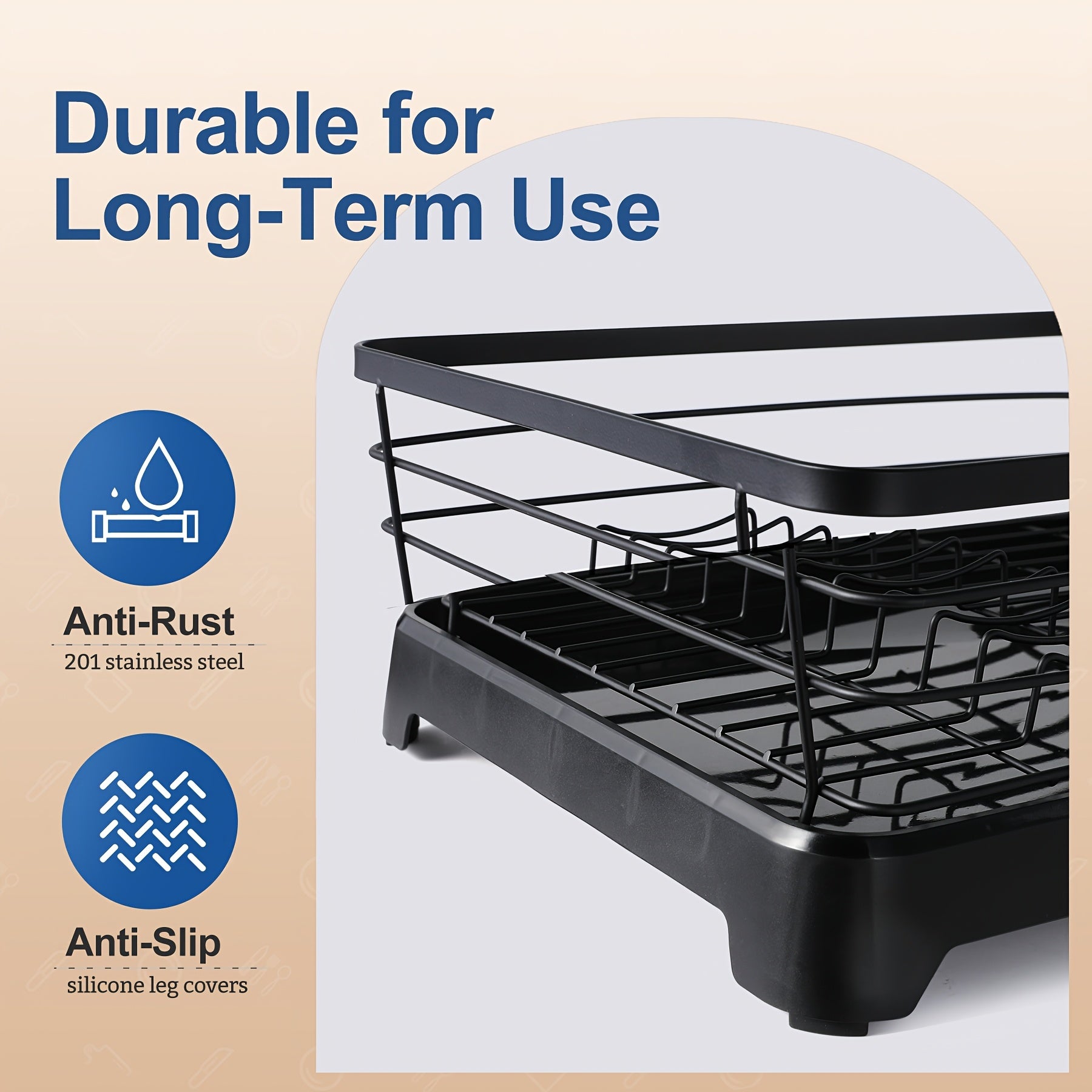 Dish Drying Rack with Tray, Stainless Steel Rust Proof Dish Rack for Kitchen Counter Cabinet Tabletop, Kitchen Storage And Organisation Holder