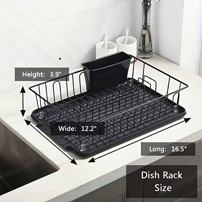 [1 Set Stainless Steel Drain Rack] 1 Set Rust Resistant Stainless Steel Tableware Drain Rack | Kitchen Counter Utensil Rack, Small Utensil Drain, with Black Utensil Rack And Drainage Board, Suitable for Kitchen And RV