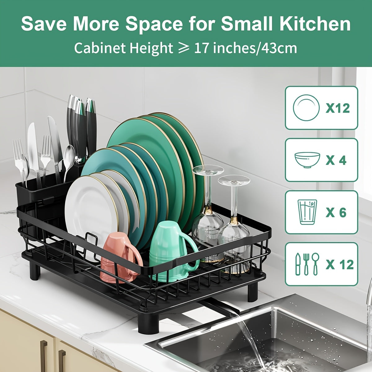 [Stainless Steel Dish Drying Rack] Dish Drying Rack For Kitchen Counter Sink, Durable Stainless Steel Dish Drainers With Drain Board, Cutlery Holder, Cups Holder And Swivel Spout