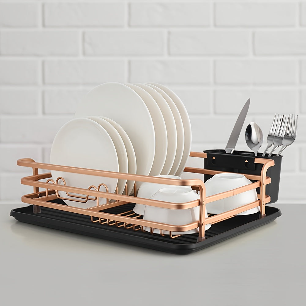 1pc Aluminum Dish Rack, Dish Drain Rack, Detachable Kitchen Counter Organizer Above Sink, Very Suitable For Storing Dishes, Bowls, Cups And Tableware, Dish Drying Rack.