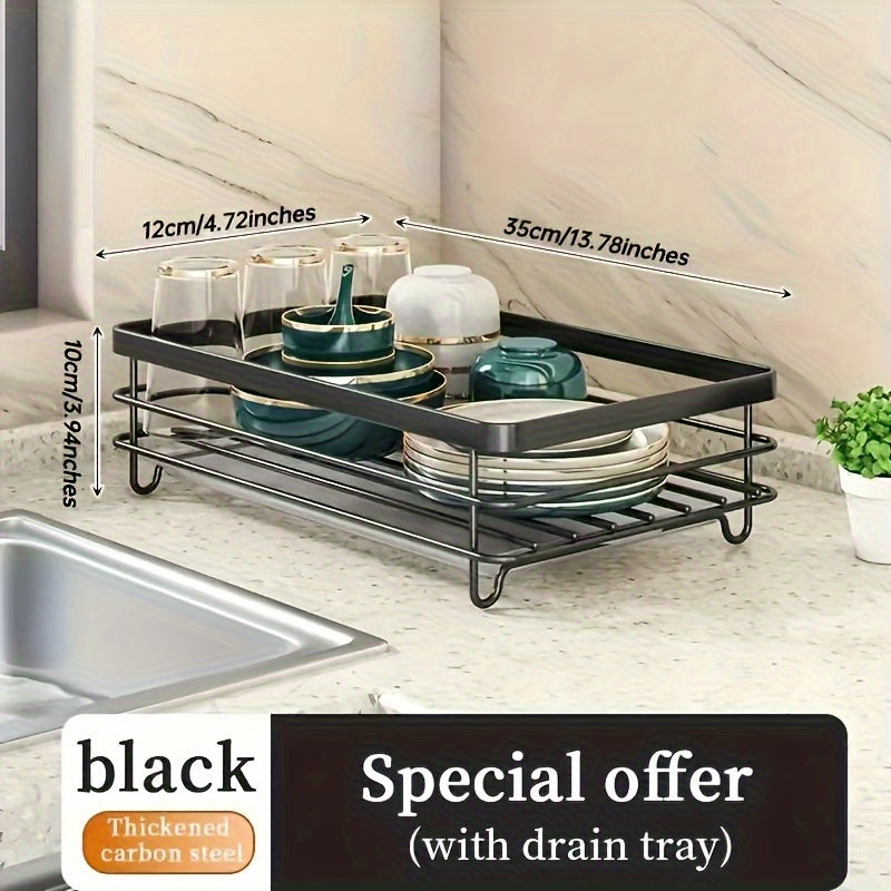 2-Tier Stainless Steel Kitchen Dish Drying Rack with Drain Tray, Knife Holder & Cutting Board Stand - Rustproof Large Capacity Auto Drainage Organizer for Bowls, Plates, Cups, Utensils & Chopsticks, Utensil Holder, Spacesaving Design, Dish Drying Rack for