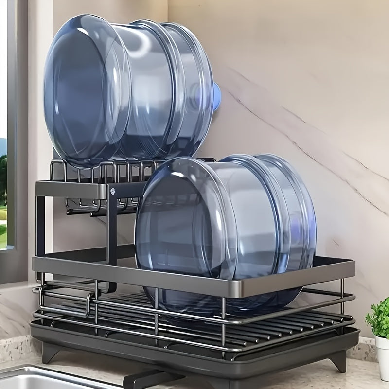 Caddies & Racks for Restaurant Deluxe2-Tier Rack with Automatic Drainage, Knife Holder, And Cutting Board Stand - Rustproof Carbon Steel, Large Capacity, Easy to Clean, Ideal for Bowl And Chopstick Storage, Kitchen Storage Solution2025
