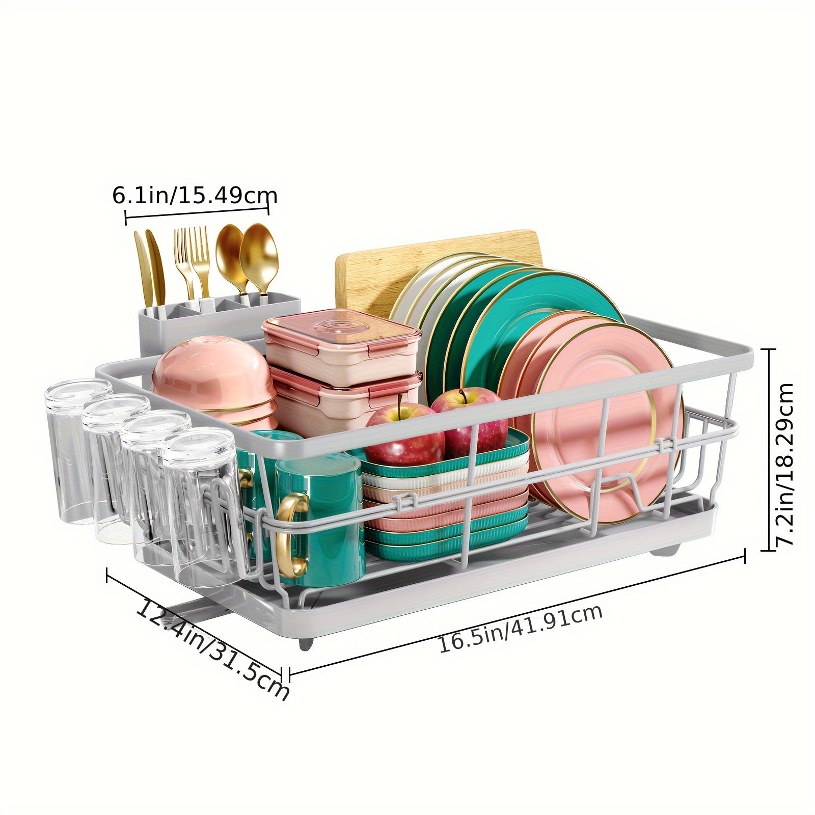 [LARGE KINGRACK Dish Rack] LARGE Metal KINGRACK Dish Drying Rack | Space-Saving Dish Drainer with Drain Board, Cup Holder, Cutlery Organizer, Plates, Bowls & Utensils Storage for Kitchen Counter & Sink