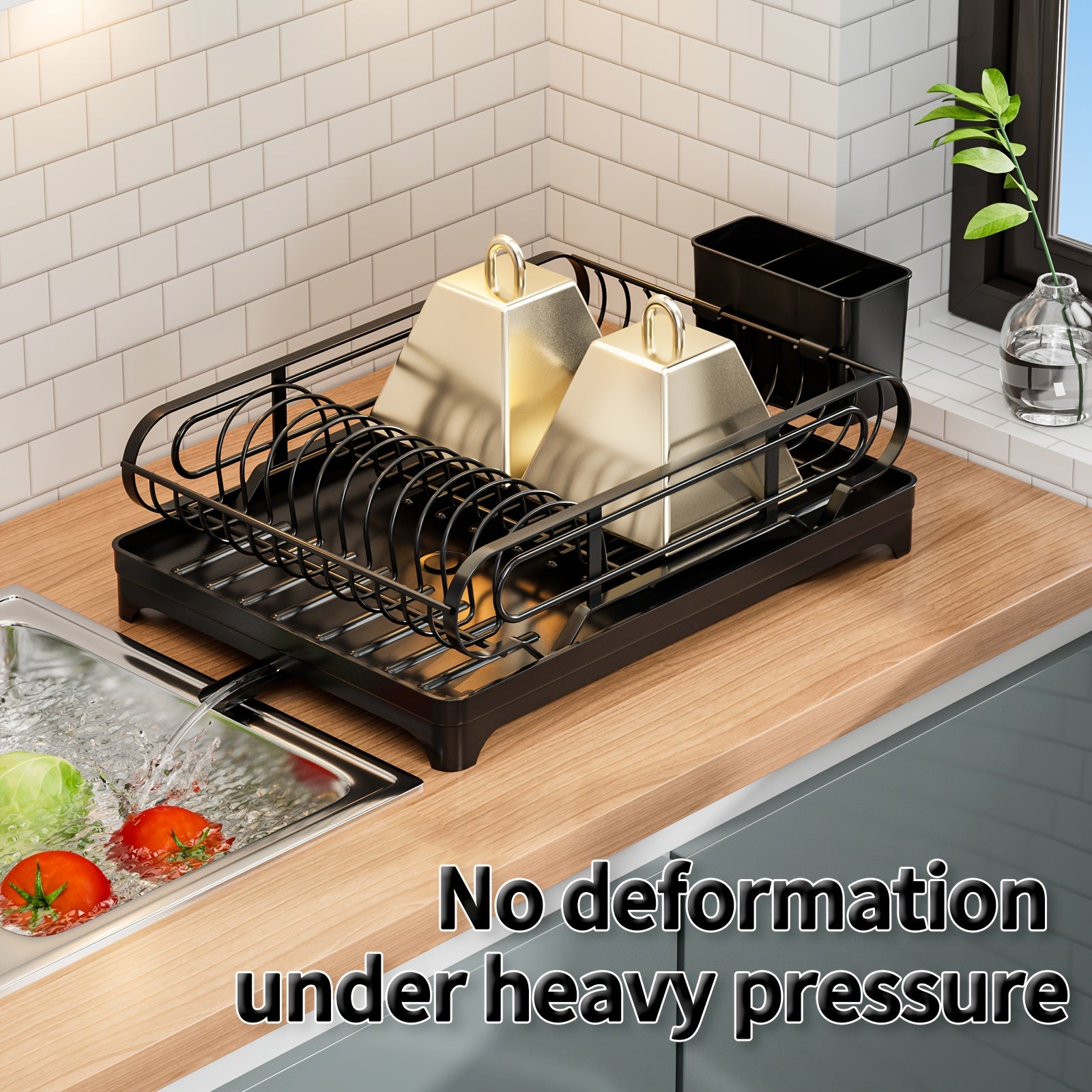 Dish Drying Rack, Dish Rack, Dish Racks For Kitchen Counter, Dish Drainer With Removable Utensil Holder, Drainboard And Swivel Spout.