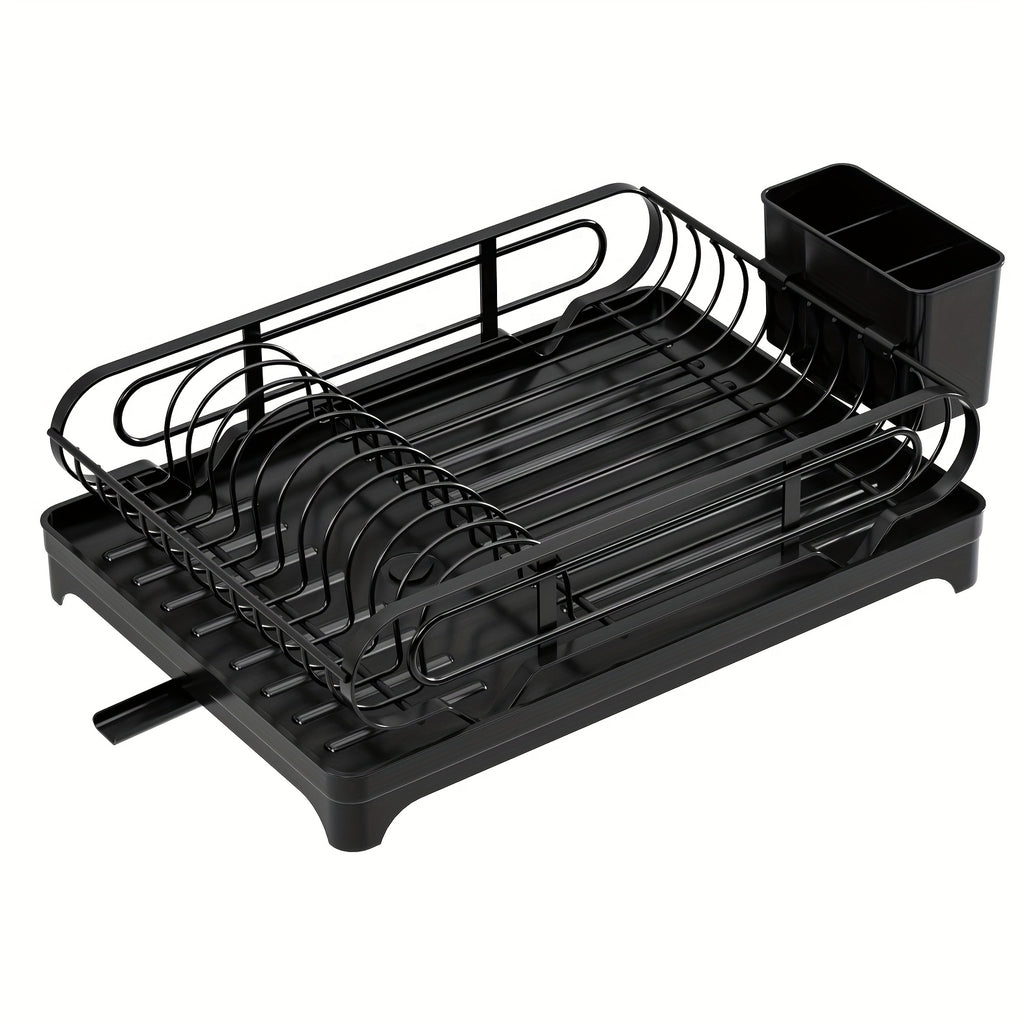 Dish Drying Rack, Dish Rack, Dish Racks For Kitchen Counter, Dish Drainer With Removable Utensil Holder, Drainboard And Swivel Spout.
